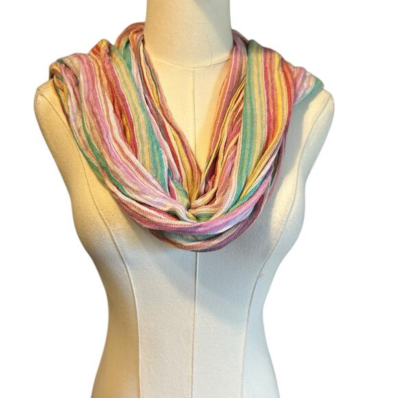 Cejon Scarf Wrap Shawl Multicolor Stripes 100% Rayon Fringe Rectangle India - Picture 4 of 8